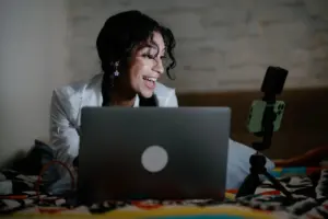A blogger photographing a product for a review